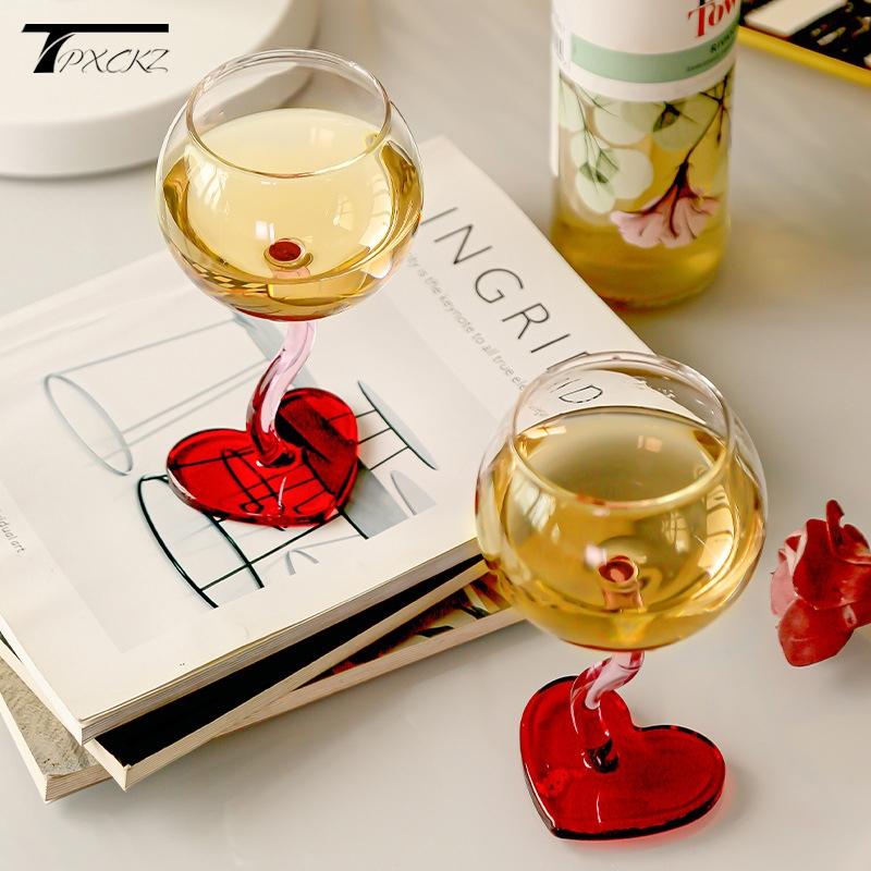 Heart Shape Glass Goblet Mug Champagne Wine Cup High Borosilicate Glass Heat-resistance Cocktail Glass Valentine's Day Gift