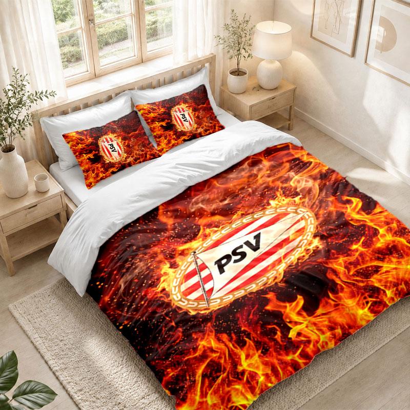 Bedding Set 1 Duvet Cover 2 Pillowcases PSV Eindhoven FC Print Bedroom Home Decoration