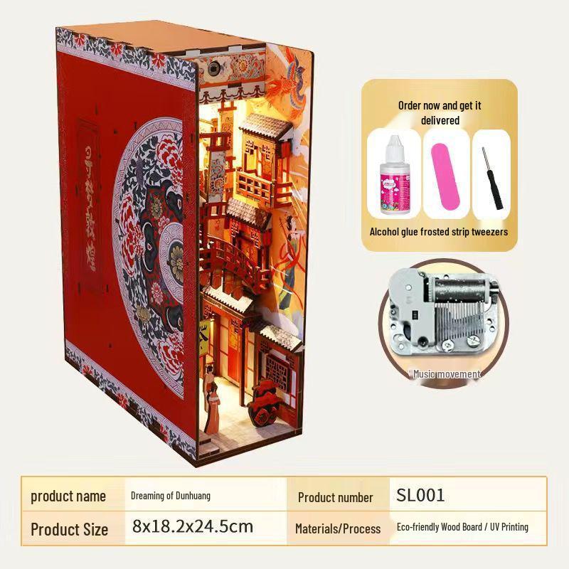 Handmade Retro 3D Stereoscopic Induction Light Book Holder Model