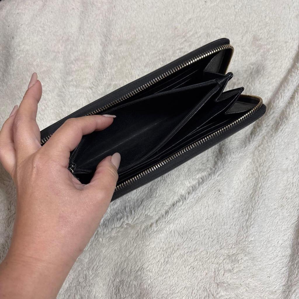 Used SAINT LAURENT PARIS YSL Round Zipper Long Wallet Black