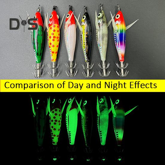8CM/5.3G Shrimp Bait with Squid Jig Hook Swivel Luminous Realistic Bionic Artificial Lure Saltwater Freshwater Bass Walleye Trout Fishing Accessories