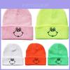 Cozy Cartoon Face Embroidered Knit Beanie Cap For Windproof Warmth In Winter