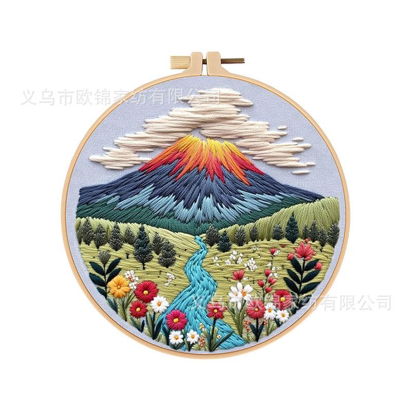 New Landscape Embroidery Diy Handmade Material Bag Fabric Creative Handmade Needle And Thread Set