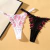 Women G-string Perspective Knitting Applique Quick-drying Low Waist Adjustable Mesh Flower Embroidery Women Panties for Honeymoon