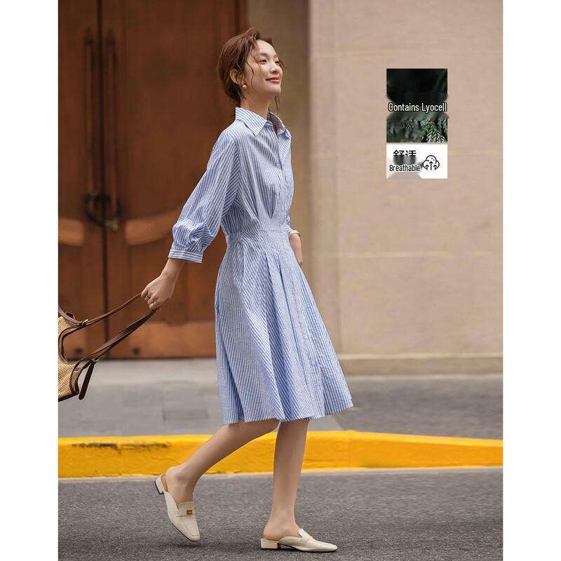 Demana Spring Lyocell-Cotton Blend Embroidered A-Line Dress S