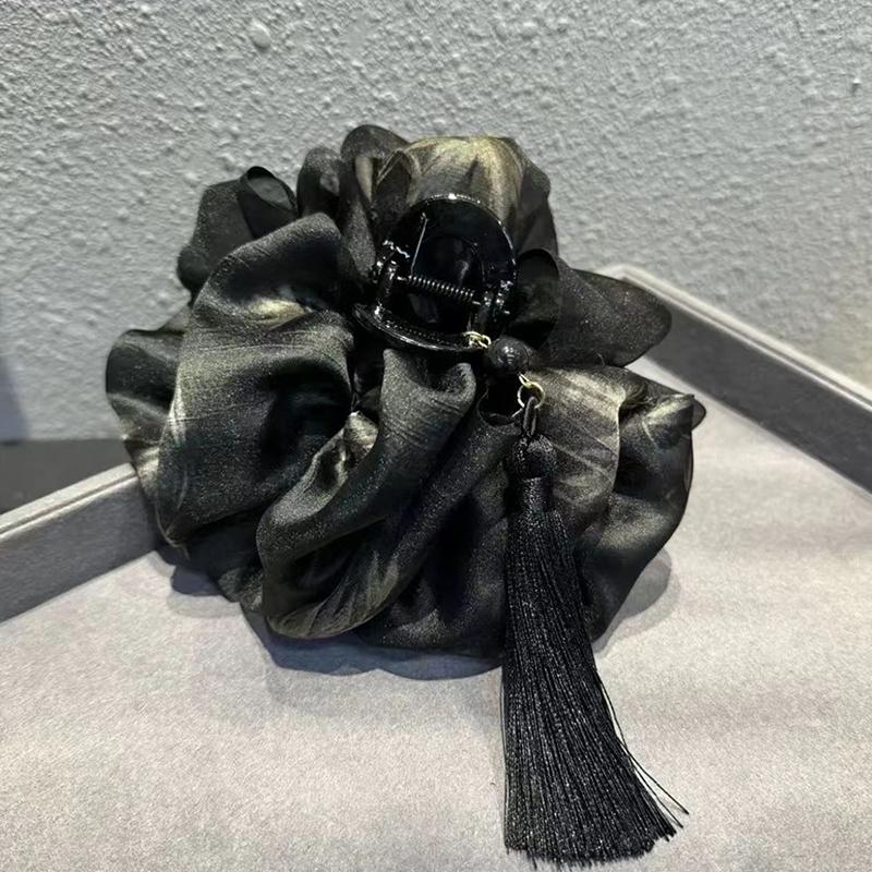 Chinese Style Mesh Bow Hair Clip For Female Simulated Wig Braid At The Back Of The Head Shark Clip Headwear