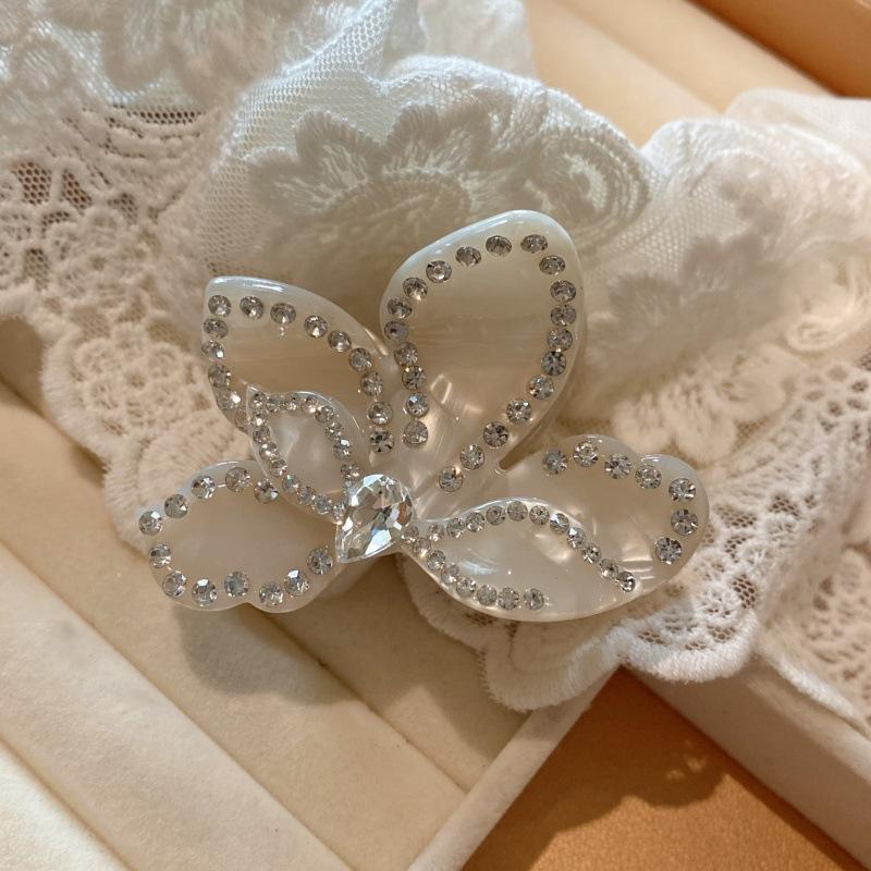 

Треугольная заколка для волос Бугенвиллия, Изысканная заколка-акула с цветком и кристаллами, Высокое качество, Роскошная и шикарная шпилька