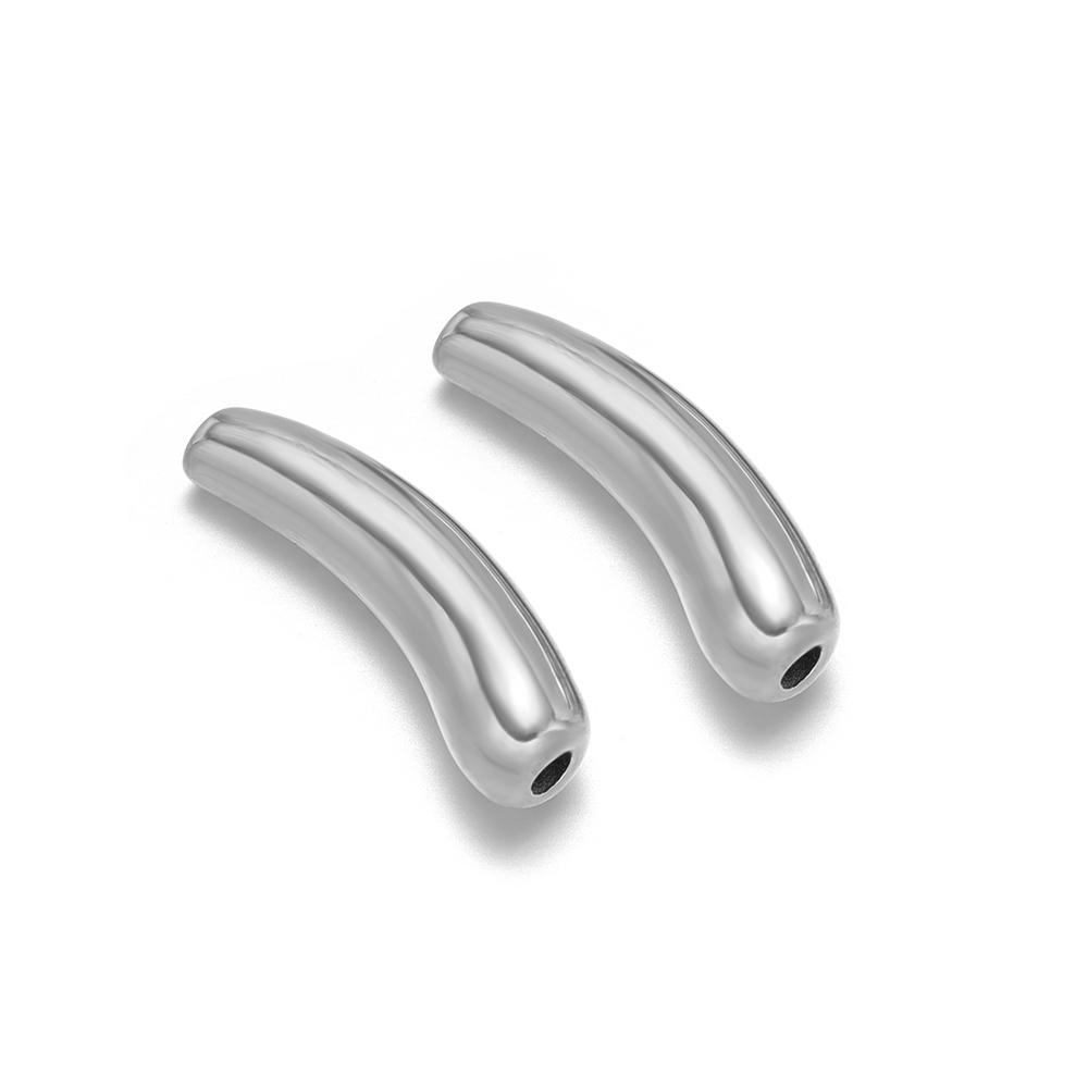 5Pcs Stainless Steel PVD Gold Plated Curved Tube Bead Charms for DIY Necklace Findings Jewelry Bracelet Making Material Supplies