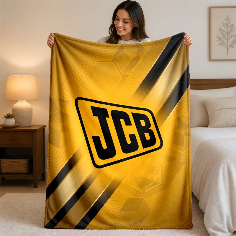 JCB Print Flannel Blanket Cozy Lightweight Plush Throw Blanket For Bed Sofa Household Use