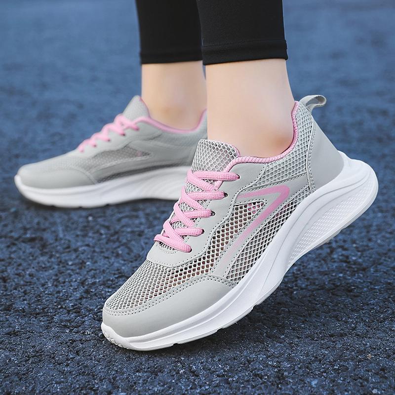 Casual Sports Shoes 2025 Summer Student Knitted Sports Shoes Women's Lightweight Thick Bottom Casual Single Shoes Fashionable