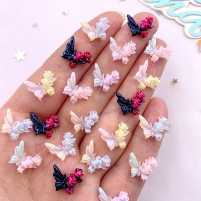 50 stücke Harz Bunte Glitter Rose Schmetterling Hochzeit Nail art Flatback Strass Sammelalbum DIY Applique Decor Schmuck Zubehör