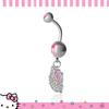 Hello Kitty Belly Button Stainless Cute Belly Button Piercing Official Sanrio Stainless Crystal Ring, 14g, Steel, Jewelry, Licensed, Steel,