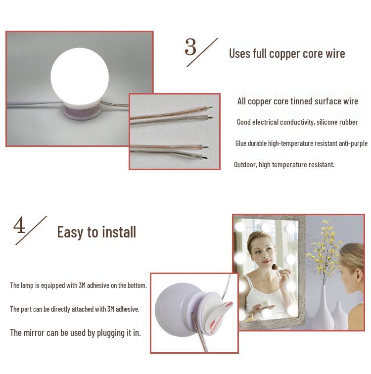 Three-Color Dimming Hollywood Vanity Makeup Light Bulb Set