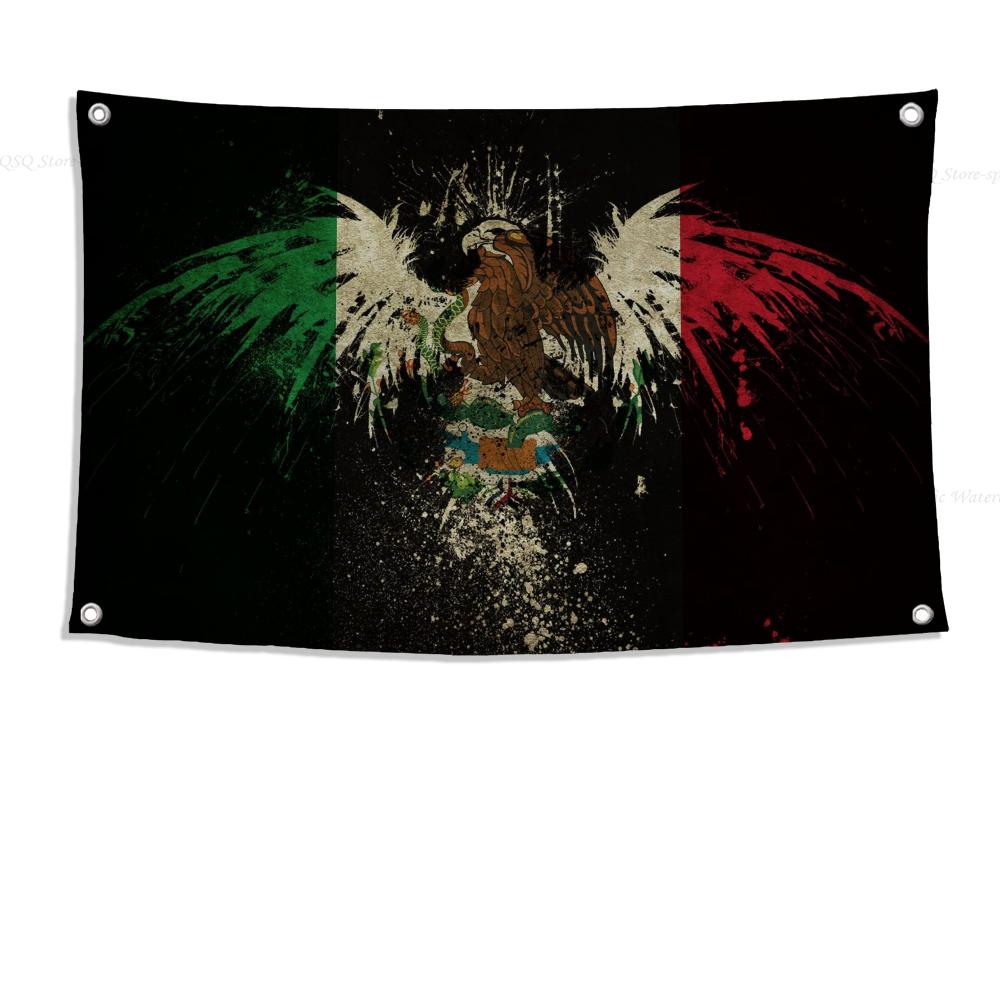 1pc Mexican Flag Banners Four Hole Flag Polyester Outdoor Decor Room Aesthetic