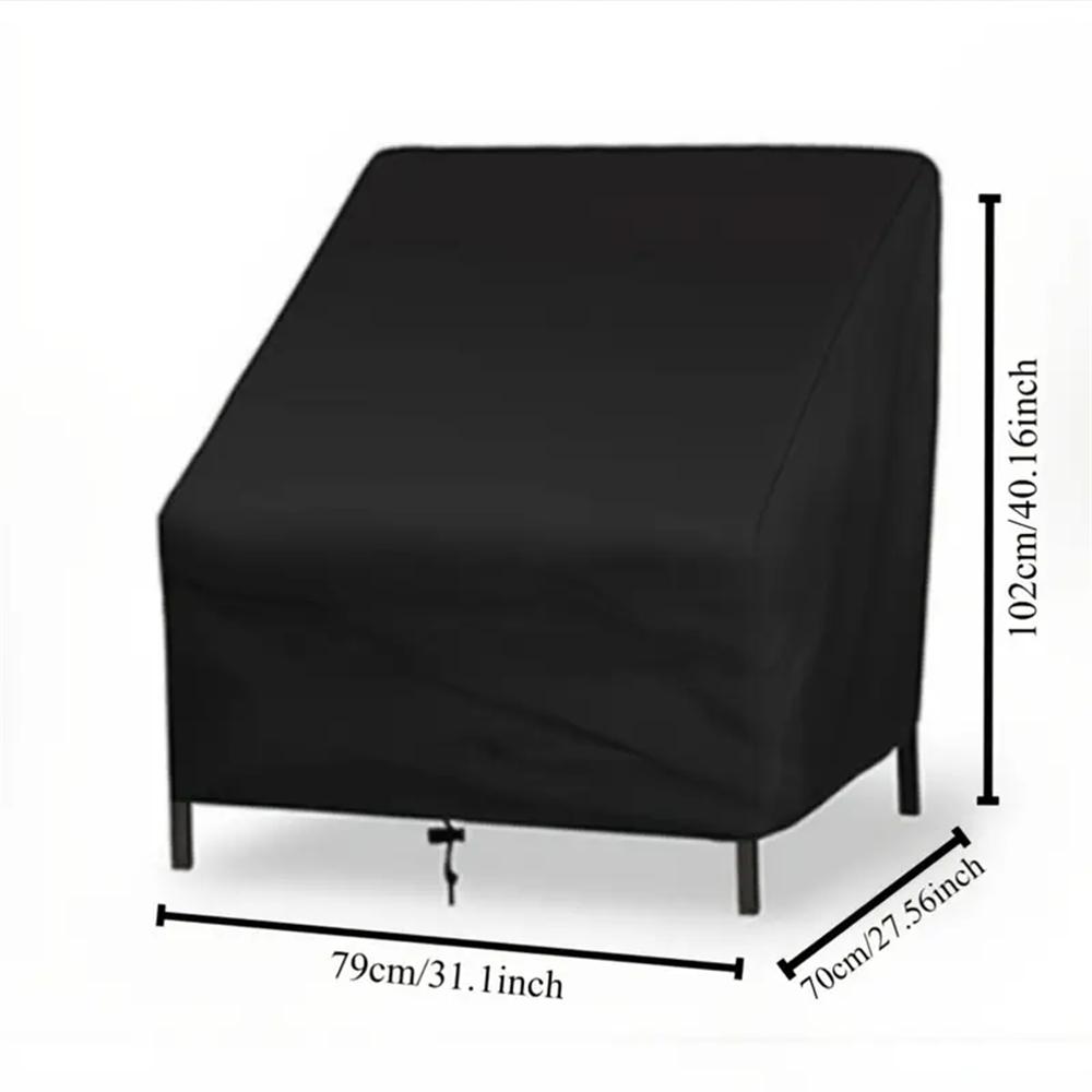 1 Stück Schwerlast Wasserdichte Patio Stapelstuhl Abdeckung, UV- und Windbeständig, 210D Oxford Stoff Outdoor Liegestuhl Schutz