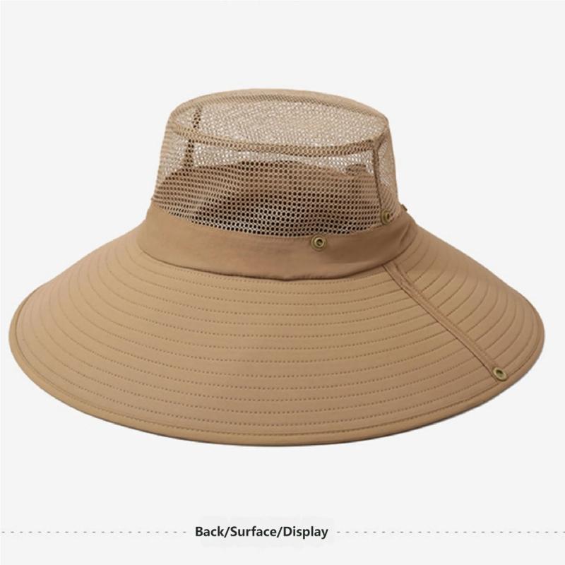 Adjustable Wide Brims Sun Hat For Men With Removable Top Panel Breathable Outdoor Fishing Cap Sun Protections