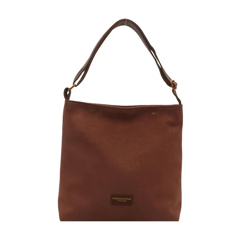 

Сумка через плечо в стиле ретро с матовым эффектом, вместительная, на одно плечо, для женщин, новая, осенне-зимняя, высококачественная сумка-ведро через плечо