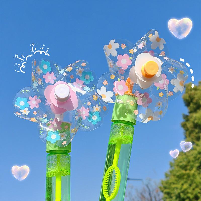 1 Stück Blume Windmühle Seifenblasenstab Handheld Seifenblasenmaschine Blasen Blasspielzeug Niedlich Kreativität Party Dekoration Kinderspielzeug Geschenk