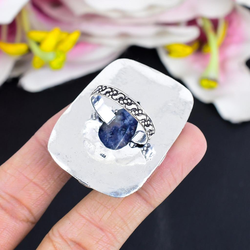 Sodalite Gemstone Handmade 925 Sterling Silver Jewelry Ring Size 10 KG-1718