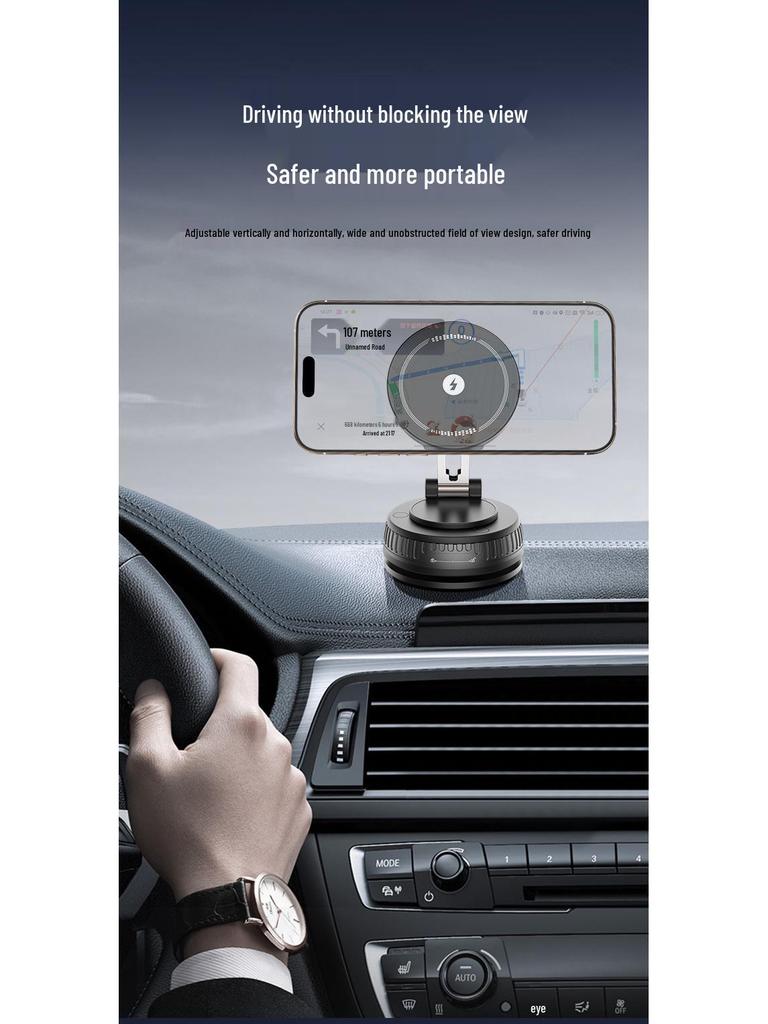 Universal Magnetic Wireless Charging Phone Holder for Car Console