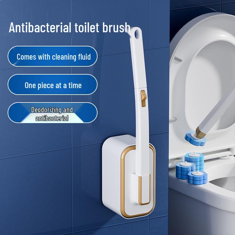 Wall-Mounted Disposable Toilet Brush Set with Long Handle