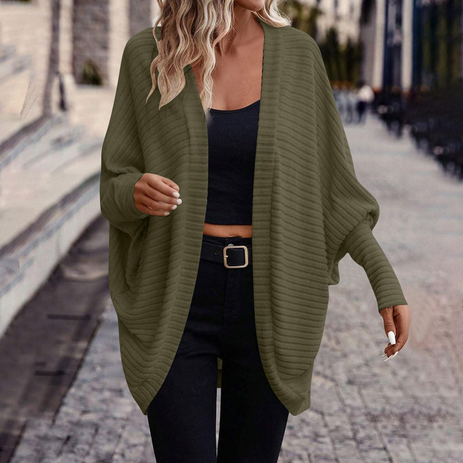 

Женский повседневный кардиган с рукавами летучая мышь, длинными рукавами, толстой вязки, легкий для верхней одежды S