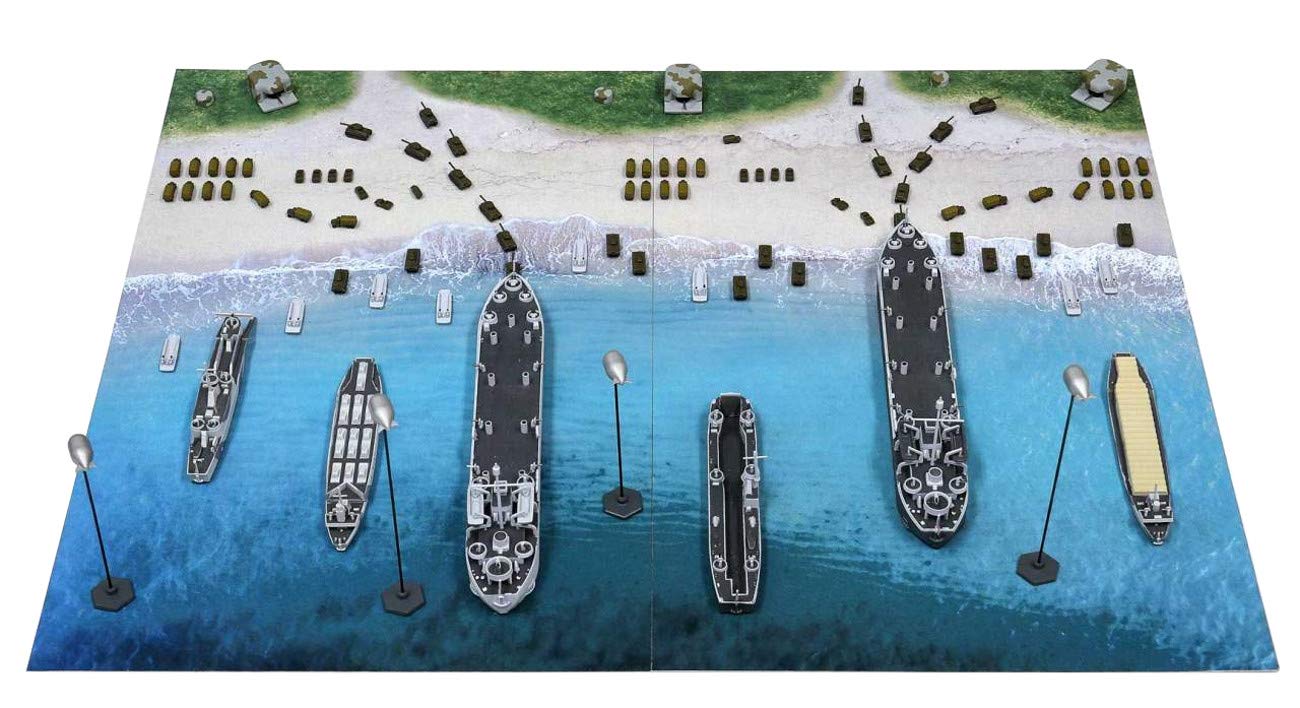 

Pit Road 1/700 Серия SPS Высадка в Нормандии во время Второй мировой войны (День Д) Диорамная бумажная основа (290 x 185 мм, 2 листа) Пластиковая сборная модель SPS07