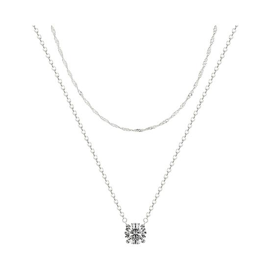 

Женское ожерелье с двухслойной круглой подвеской из горного хрусталя, регулируемое с удлиненной полой цепочкой, женское ожерелье на ключицу, ювелирное украшение на шею серебряный