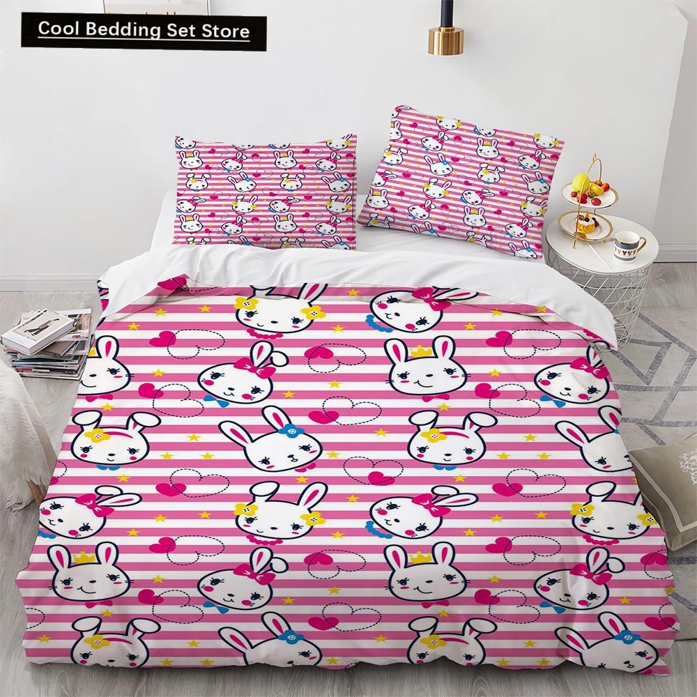 Cartoon Animals Toy Car Duvet Cover King Queen Lovely Frog Cat Rabbit Bedding Set for Kids Wildlife 2/3pcs Polyester Quilt Cover
