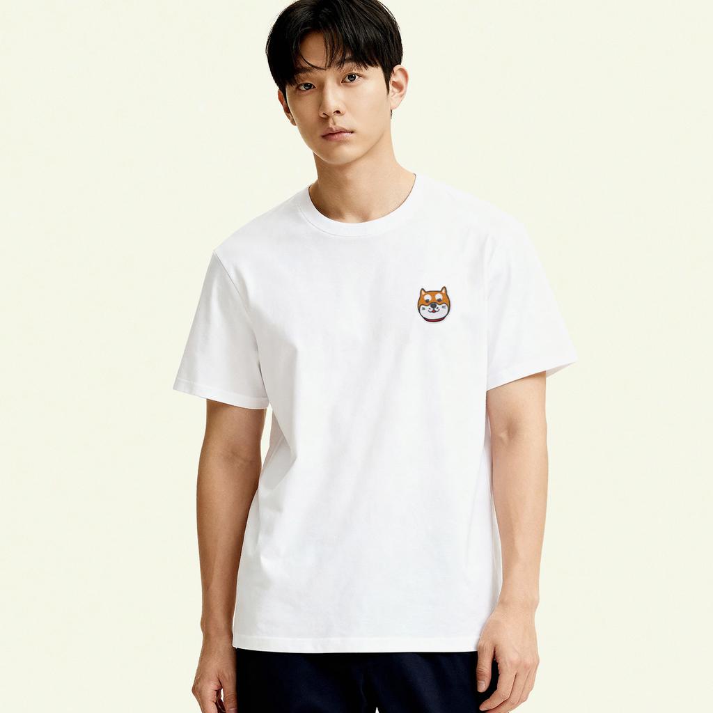 OKSTAR Shiba Inu Embroidered Patch Short Sleeve T-Shirt (Type B)
