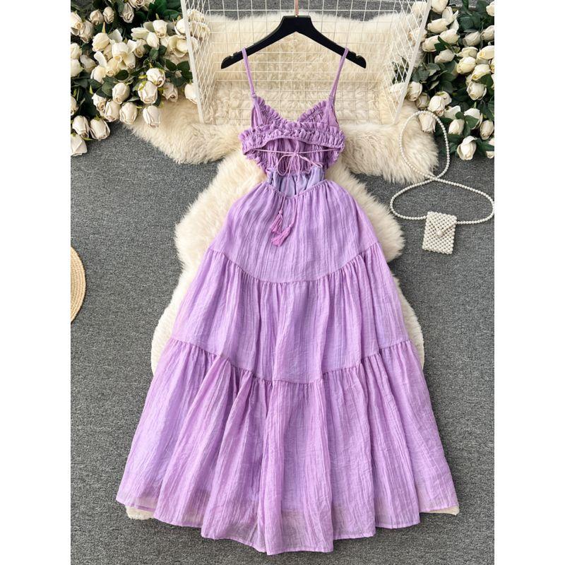 Women's Summer Inspirational Backless Swing Long Sling Dress