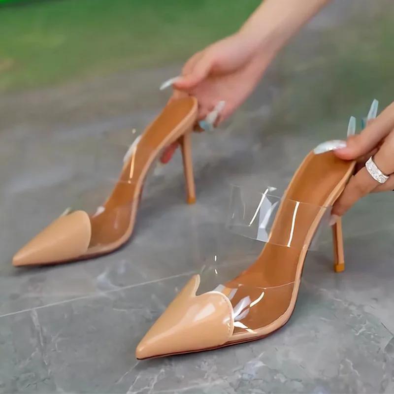 Pointed Toe Women Slippers High Heels Elegant Shoes Sexy Stilettos Pumps Heeled Shoes Woman 2025 Summer Trend Female Chaussures
