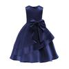 Girls Princess Dress Red Solid Color Sleeveless Mid-Length Party Kids