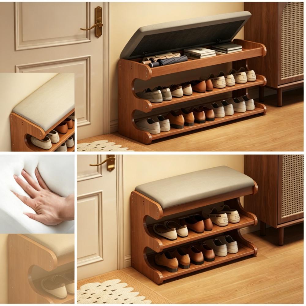 Shoe Cabinet Stool Upholstered Flip Top Shoe Storage Bench Entryway Hallway Cushion Seat Removable Shoe Rack Organizer Furniture