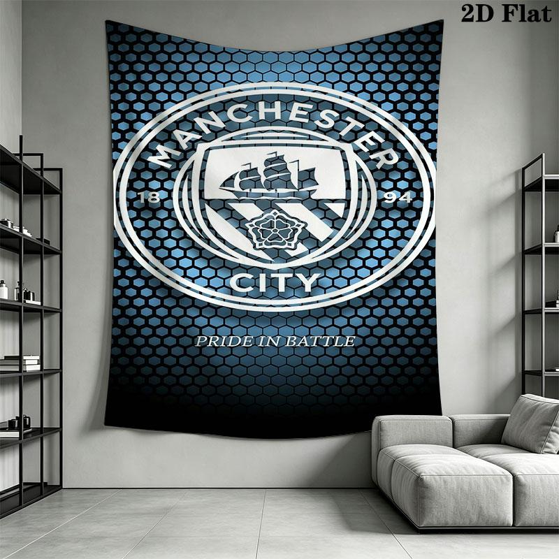 MCFC logo Wall Hanging Printed Fabric Blanket Decorative Tapestries for Bedroom Living Room Home Decor