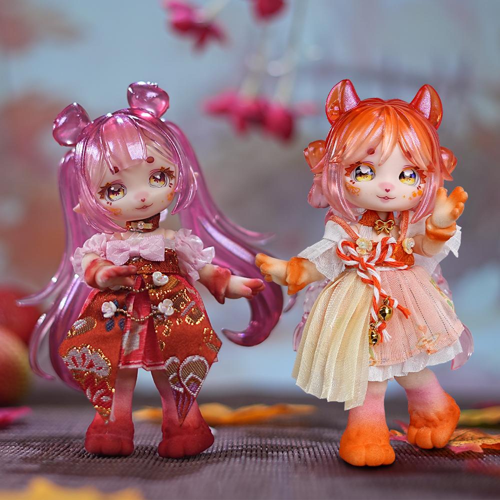 DBS MAYTREE 14cm Panenka Starověké Zvíře Série Jarní Les Panenka OB11 Série BJD Zvířecí Styl Kawaii Hračka Překvapení Slepá Krabička