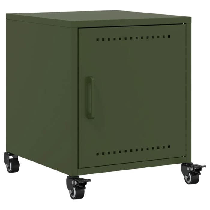VidaXL Table de chevet vert olive 36x39x43,5 cm acier, armoire, meubles de chambre à coucher, support de téléphone, armoire 846622
