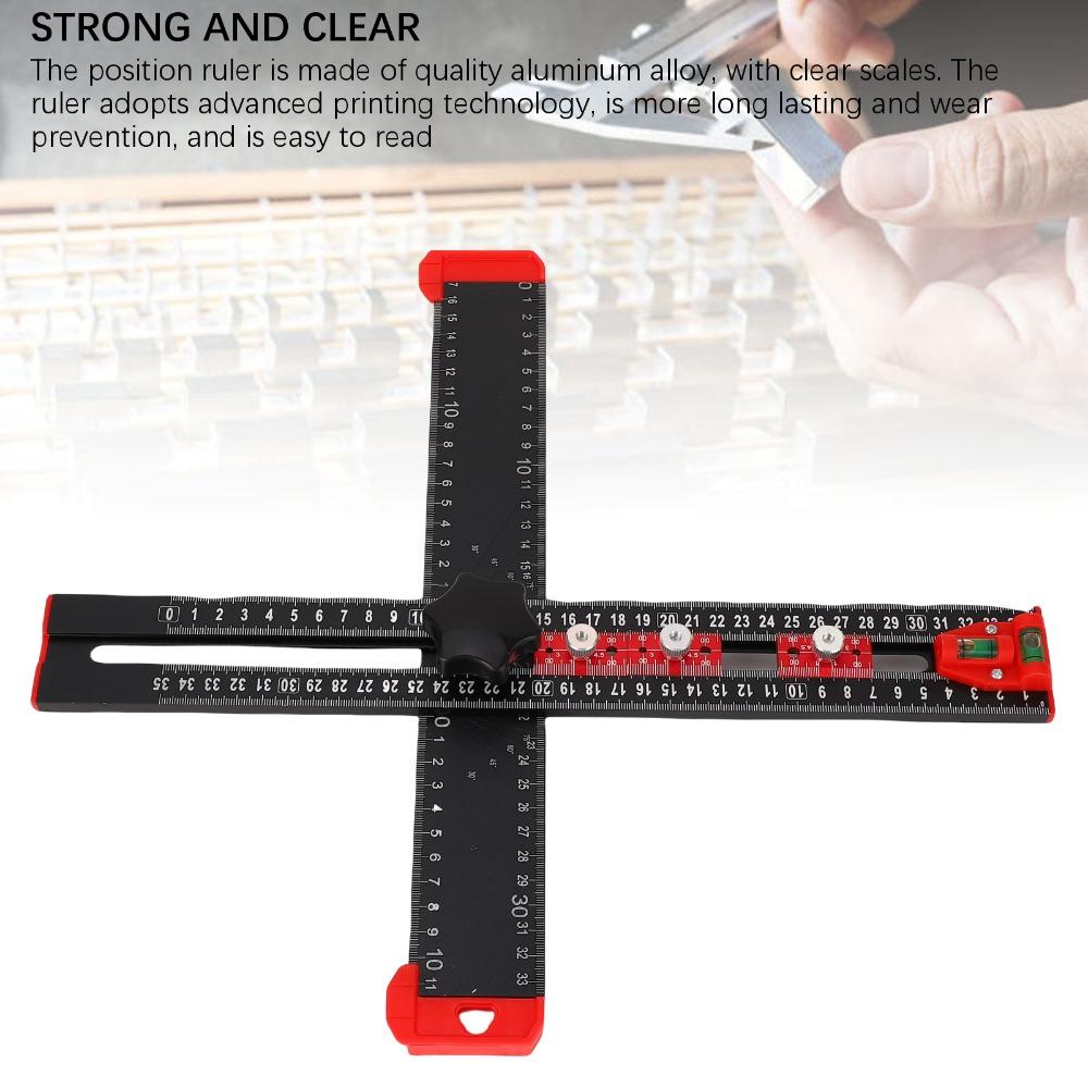 4 in 1 Drilling Position Ruler Metric T Square Multi Angle Measuring Tool Drawer Door Installation