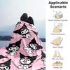 1pc Blanket Sanrio Kuromi2 Print Design, Lightweight Blanket for Sofa, Bed- Soft &Warm, Gift for All Seasons Like Christmas, Halloween