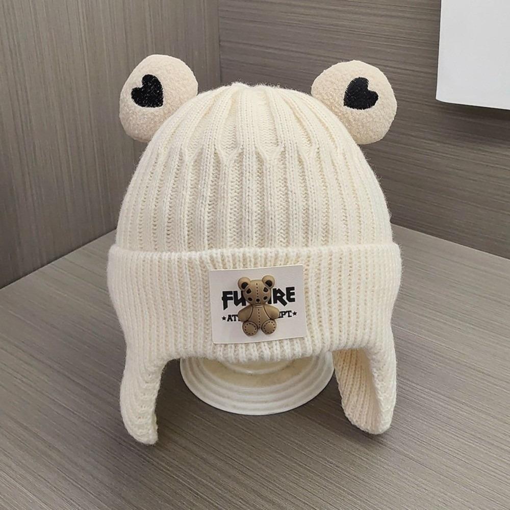 Windproof Pullover Cap Cute Bear Beanie Hat New Knitted Hat Outdoor Sports