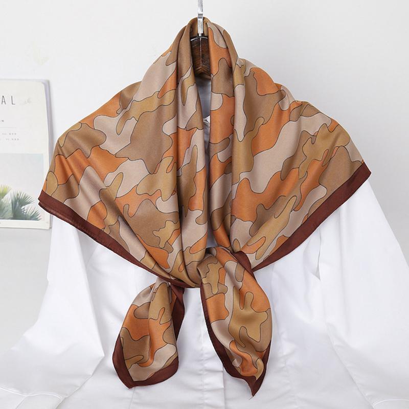 Spring Scarf Women's Luxury Design Polyester Material Smooth Scarf Soft Shawl Beach 90x90cm