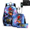 Sports Casual CR7 Backpacks 3pcs Simple Lightweight Capacity Teens Laptop School Bags Women Men Travel USB An-ti Lock Mochilas