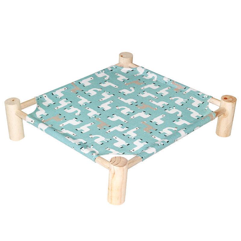 1Set Cat and Dog Hammock Bed  Wooden Cat Hammock Elevated Cooling Bed Detachable Portable Indoor Outdoor Pet Bed
