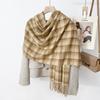 Women S Plaid Scarf Winter Warm Thick Faux Cashmere Versatile Shawl