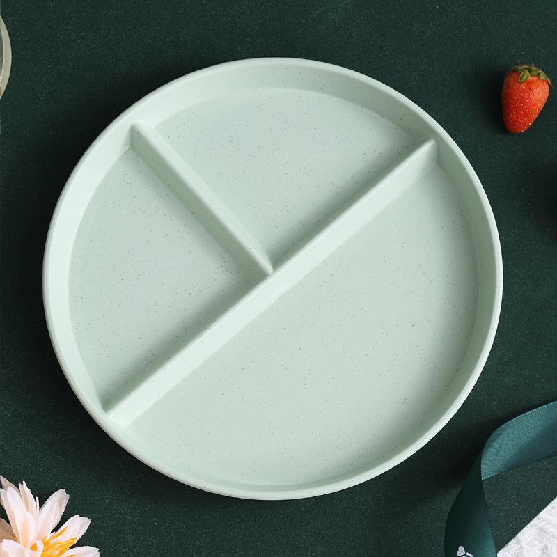 Wheat Straw Round Plate: Anti-Fall, Portion Control, 3-Compartment Design