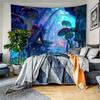 Tapiz Bosque Encantado Casa de Champiñón Tapiz Cielo Nocturno Mágico Colgante de Pared para Dormitorio Tapiz Decoración Estética Tapiz