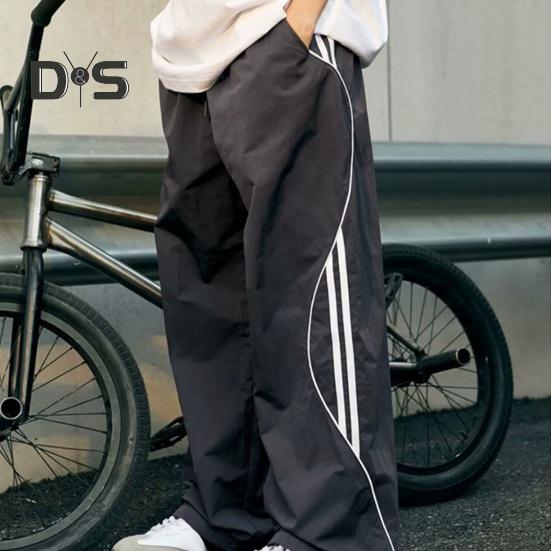 Брюки унисекс Ретро Американский стиль Уличная одежда Тонкие боковые карманы Эластичная — фото 4