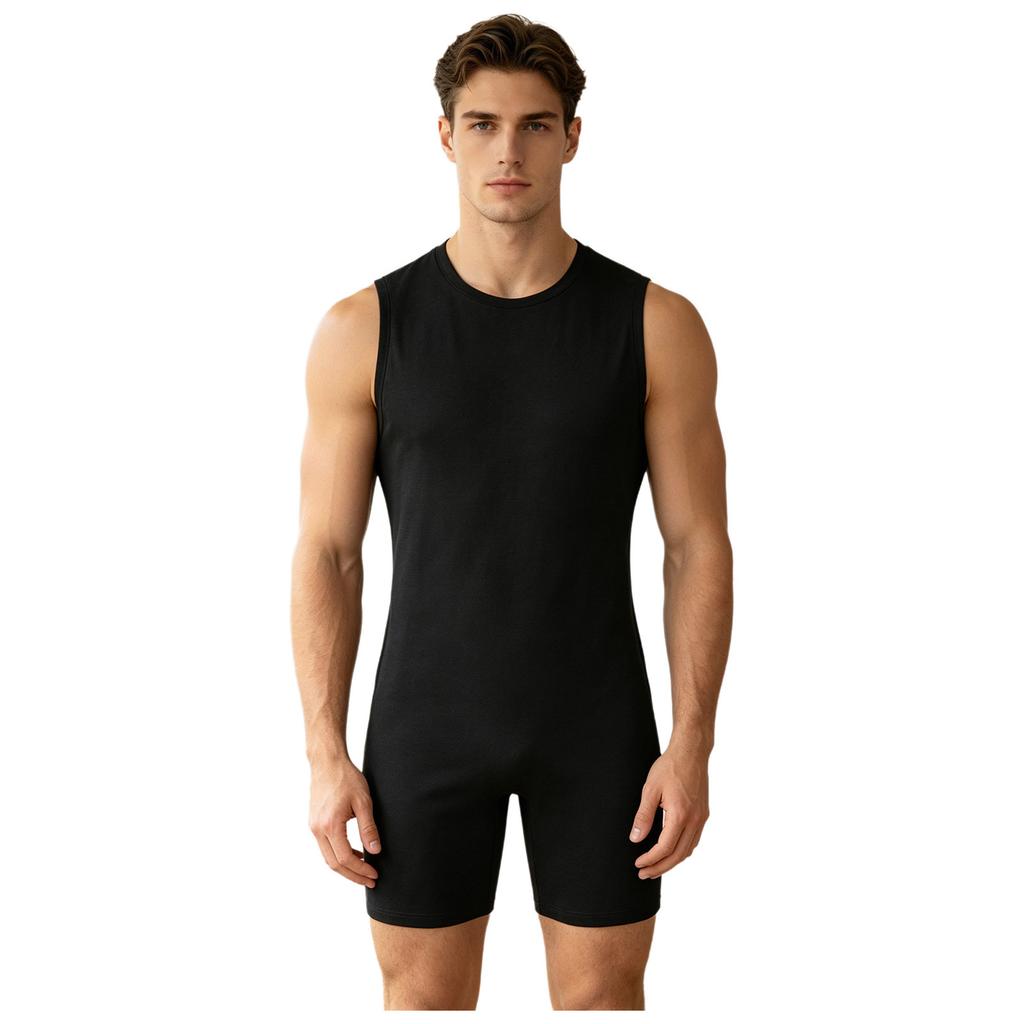 Mens Adaptive Nursing Jumpsuit Rompers Sleeveless Back Zipper Round Neck Short Bottoms Bodysuit
