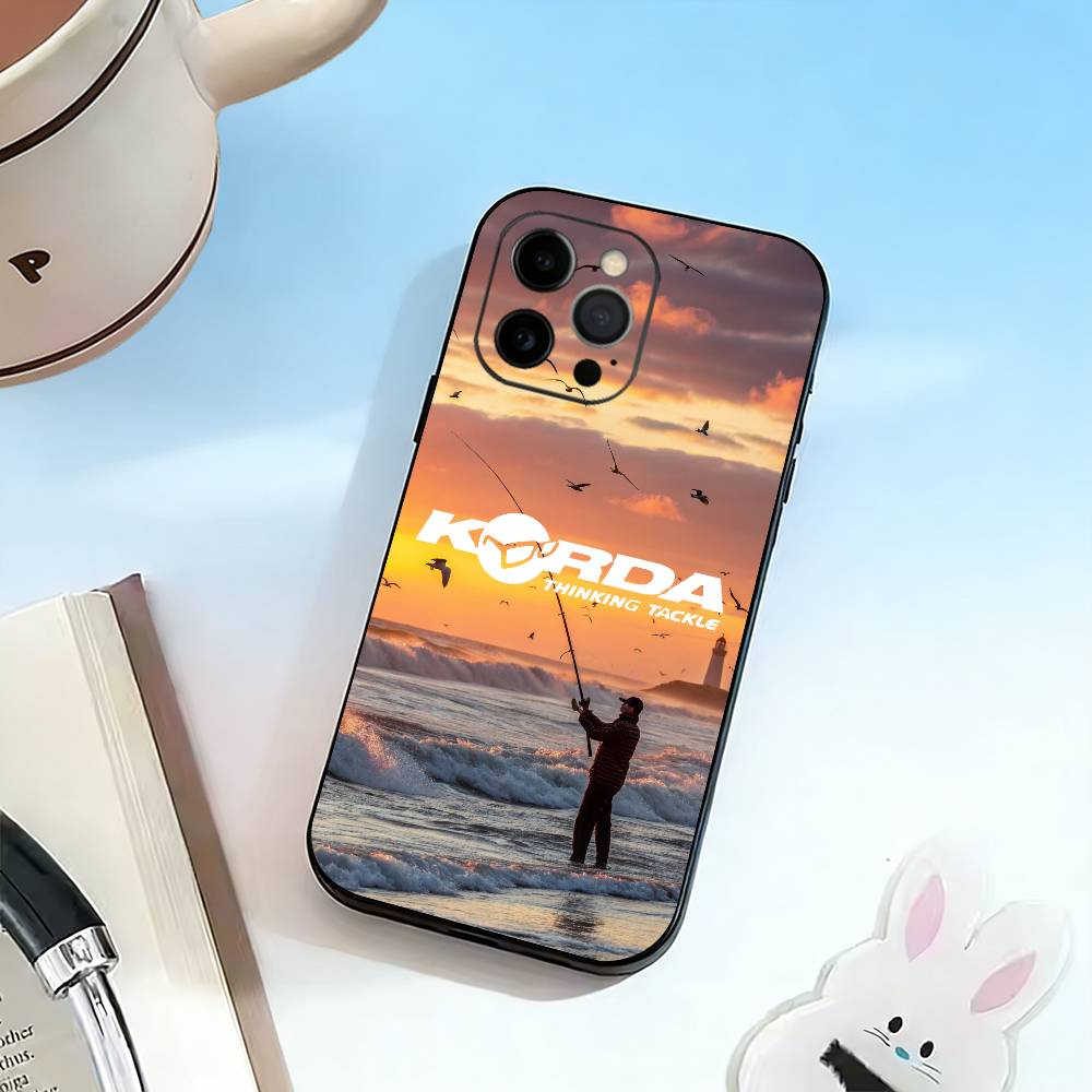 

Korda F-Fishing Tackle Phone Case For iPhone 17, 16,15,14,13,12,11 Plus,Pro Max, Others Soft Black Cover iPhone15pro