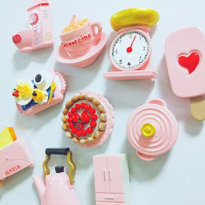 Mini Kitchen Supplies Cute Girl Series Creative Resin Refrigerator Magnet Simulation Food Ice Cream Sticker Decoration Gift